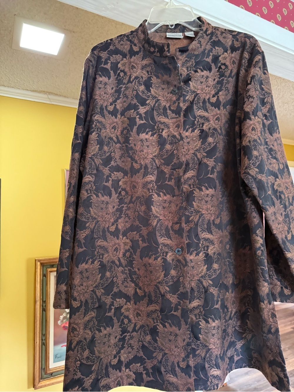Chico's Black and Brown Floral Jacquard Blazer like new